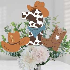 My First Rodeo - Little Cowboy 1st Birthday Party Centerpiece Sticks - Table Toppers - Set of 15 - 1 of 4