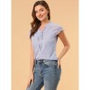 Allegra K Women's Summer Floral Chiffon Tie V Neck Ruffled Short Sleeve Shirt - 4 of 4