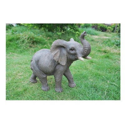 12" Polyresin Standing Elephant with Trunk Up Statue Gray - Hi-Line Gift