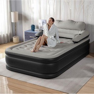 Queen/Full XL Size Air Mattress with Headboard, 18 inch Inflatable with Pillow, Blow Up Mattress with Removable Electric Pump - 1 of 4