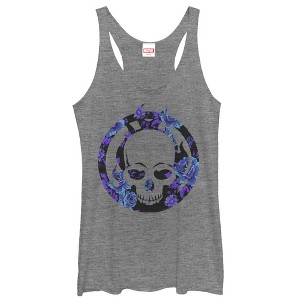 Women's Marvel Ghost Rider Floral Print Racerback Tank Top - 1 of 3