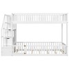 ModernLuxe Twin over Twin Floor Bunk Bed, Wooden Bed Frame with Storage Ladder - 4 of 4