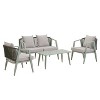 4-Piece Outdoor Iron Cnversation Sofa Set with Coffee Table and Cushions - 4 of 4