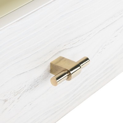 Genevieve 54" Cream White Washed Mahogany TV Stand with Gold Legs