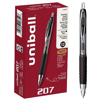 uni-ball 207 Retractable Gel Pens Ultra Micro Point Black Ink 1027467