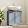 HOMCOM Under Sink Bathroom Cabinet with 2 Doors and Shelf, Pedestal Sink Bathroom Vanity Furniture, Gray - 3 of 4