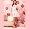 Allegra K Women's Heart Dots Print Short Sleeve A-Line Peter Pan Collar Mini Dress - 3 of 4
