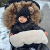 Cover Baby 0-3 Years Organic Premium Beige Wool Adjustable Footmuff in Pastel Hunter Green - 2 of 4