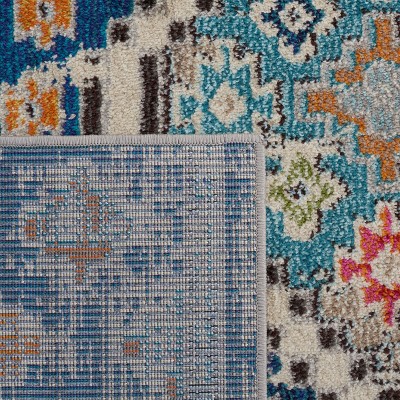 Blue and Beige Hand-knotted Synthetic 4' x 6' Area Rug
