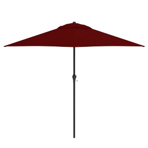9' x 9' Steel Market Polyester Patio Umbrella with Crank Lift and Push-Button Tilt Brick - Astella: Hexagonal, Rustproof, Wind Vent - 1 of 4
