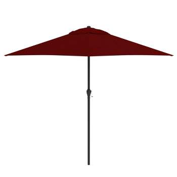 9' x 9' Steel Market Polyester Patio Umbrella with Crank Lift and Push-Button Tilt Brick - Astella