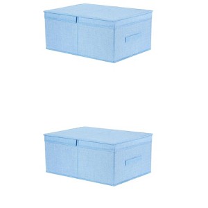 REGALWOVEN Fabric Collapsible Spacious Versatile Storage Bin with Lid and Handle 2 Pcs - 1 of 4