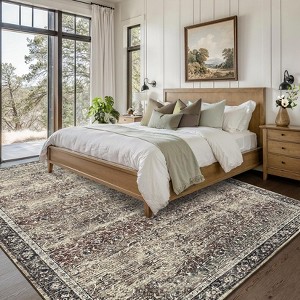 Area Rug Vintage Boho Rugs, Washable Print Indoor Rug Traditional Decorative Floor Carpet Non Slip Carpet Rug for Living Room Bedroom Entryway - 1 of 4