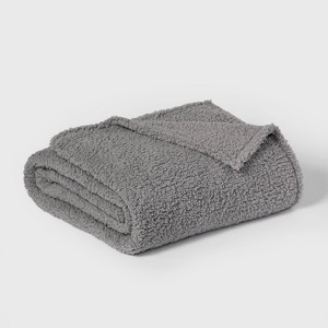 Twin/Twin XL Sherpa Bed Blanket Gray - Room Essentials