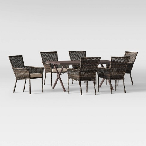 Monroe 7pc Patio Dining Set Tan Threshold Target
