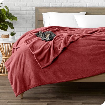 Twin Reversible Fleece Wool Blanket in Rosewood