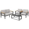 Garvee Outdoor Aluminum Furniture Set,4 Piece Patio Conversation Sets,Removable & Washable Cushion,Ink Color Tempered Glass Table Light Grey - 3 of 4