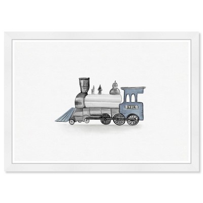 Wynwood Studio 21"x15" Blue Head Train Transportation Framed Art Print: Modern Decor, Digital Print, Plastic Frame, Wall Mount