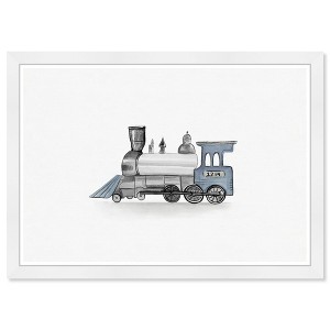 Wynwood Studio 21"x15" Blue Head Train Transportation Framed Art Print: Modern Decor, Digital Print, Plastic Frame, Wall Mount - 1 of 4