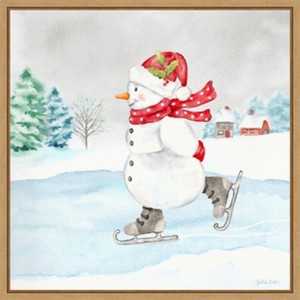Amanti Art Let it Snow Blue Snowman V by Cynthia Coulter Canvas Wall Art Print Framed 22 x 22-in. - 1 of 4