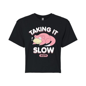 Women's - Pokémon - Slowpoke Taking It Slow Cropped Graphic T-Shirt - 1 of 4