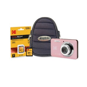 Kodak PixPro FZ55 Pink Camera Bundle with 128GB SD Card and Case (3 Items) - 1 of 4
