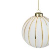 Northlight Gold Striped Christmas Glass Ball Ornament - 4" - White and Gold - 4 of 4