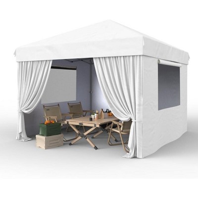 10x10 Pop Up Canopy Tent with 4Pcs Sidewalls, Portable Instant Canopy with 4 Stakes, 4 Ropes, 4 Sandbags for Patio, Outdoor, Camping