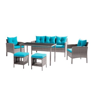 GODEER 6pc Wicker Outdoor Conversation Set - 1 of 4