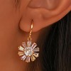 Vuskdtei18K Gold Plated Flower Dangle Earrings for Women, Hypoallergenic Cubic Zirconia Earrings, Elegant Chandelier Drop Earrings - 4 of 4