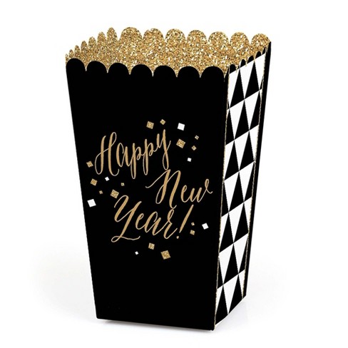 Big Dot of Happiness New Year’s Eve - Gold - New Years Eve Gift Favor Bags  - Party Goodie Boxes - Set of 12