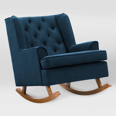 Boston Tufted Fabric Rocking Chair Navy Blue - CorLiving