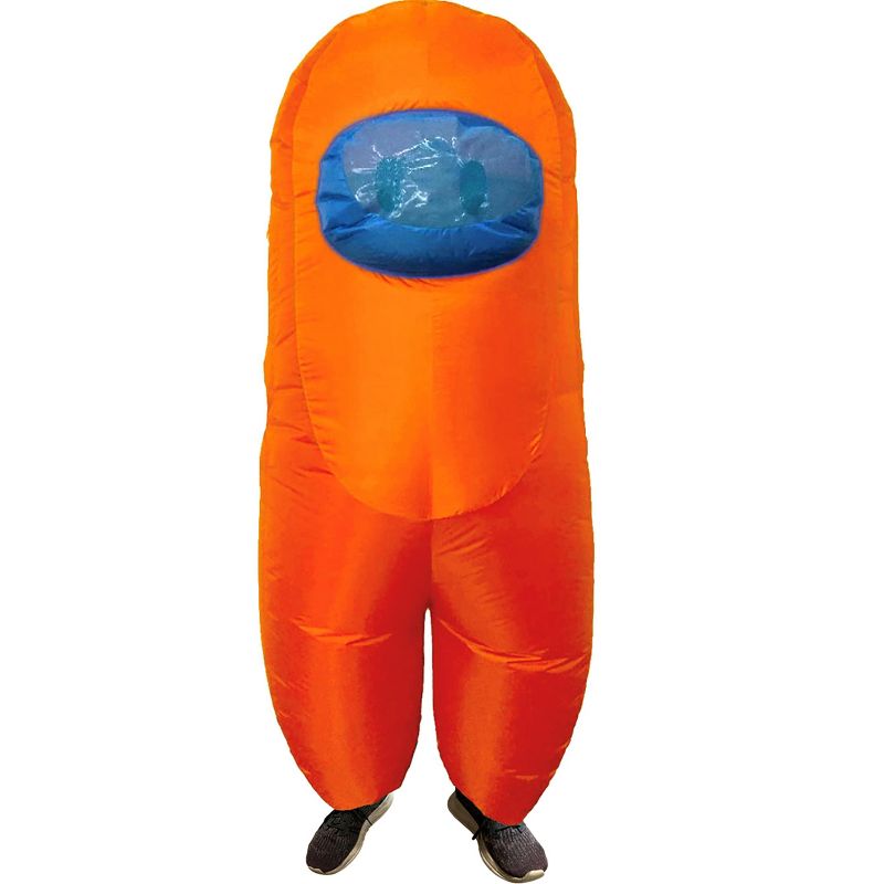 Amongst Us Imposter Sus Crewmate Inflatable Adult Costume Orange | Standard, 1 of 2