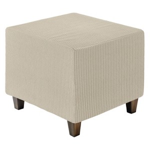 Unique Bargains Square Jacquard Ottoman Slipcover with Elastic Bottom for Furniture Protector - 1 of 4