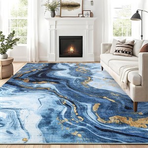 Abstract Machine Washable Runner Rugs Non-Slip Non-Shedding Contemporary Accent Rug Low Pile Easy Cleaning Indoor Carpet for Hallway Bedroom Kitchen - 1 of 4