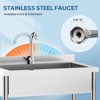 ROVSUN Stainless Steel Utility Sink with Faucet and Storage Shelf, 35.4"D x 22.4"W x 36.9"H, Single Bowl Freestanding Wash Station for Pet Grooming - 3 of 4