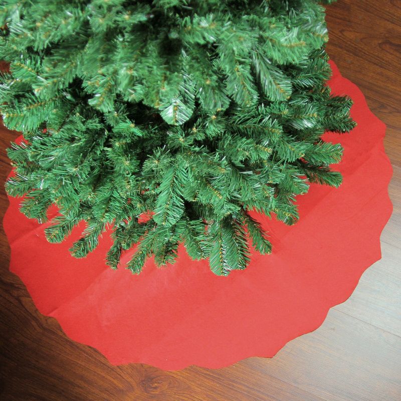 Northlight Christmas Tree Skirt with Scalloped Edge  - 38" - Red, 1 of 4