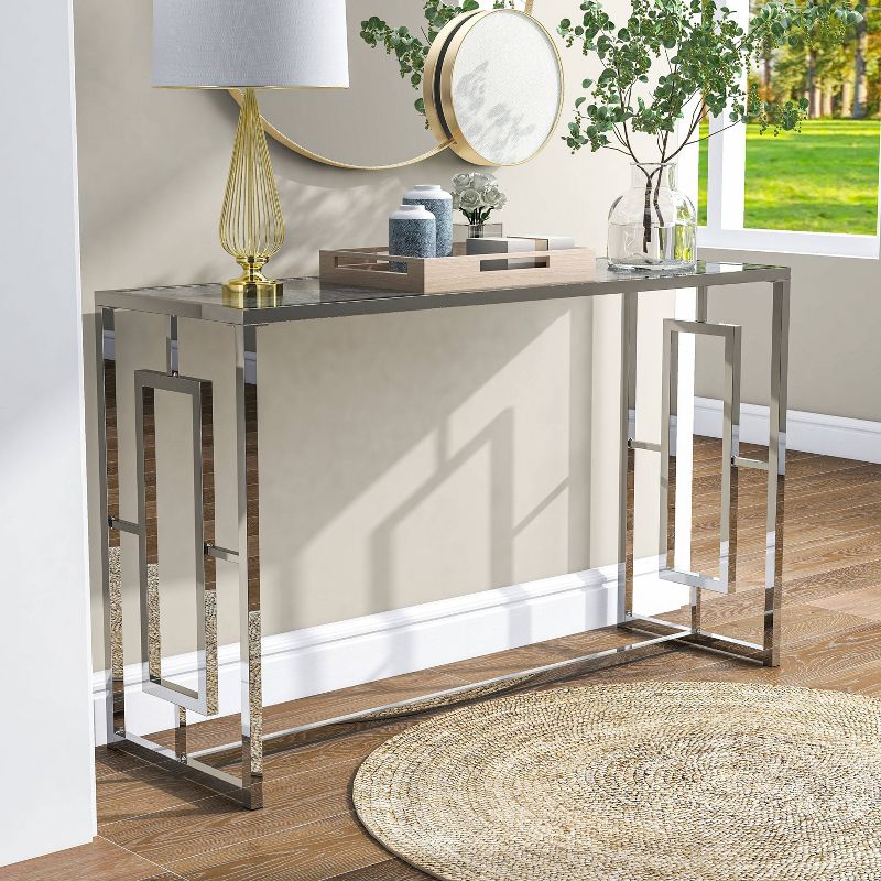 Stagge Glam Rectangle Sofa Table Chrome - HOMES: Inside + Out, 3 of 9