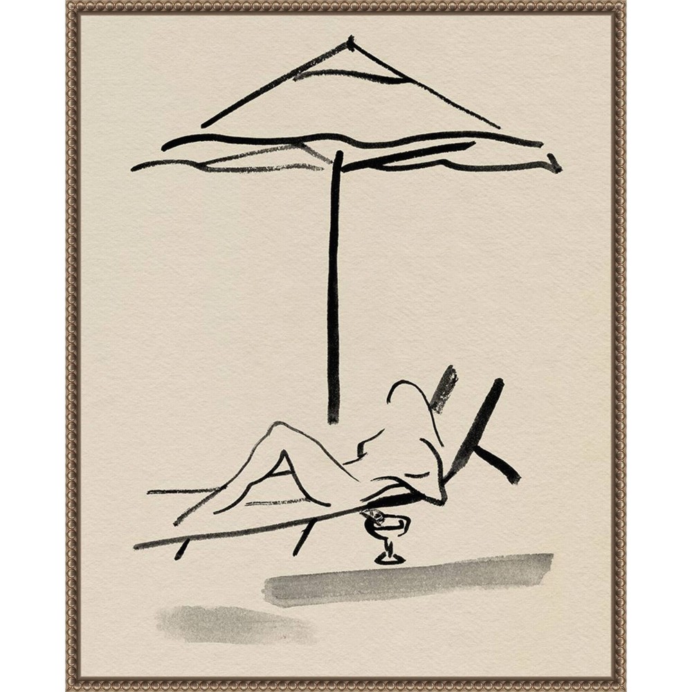 Photos - Other Decoration Amanti Art 23"x28" Laying on The Beach II by Melissa Wang: Traditional Style, Polystyrene Frame, Wall Canvas