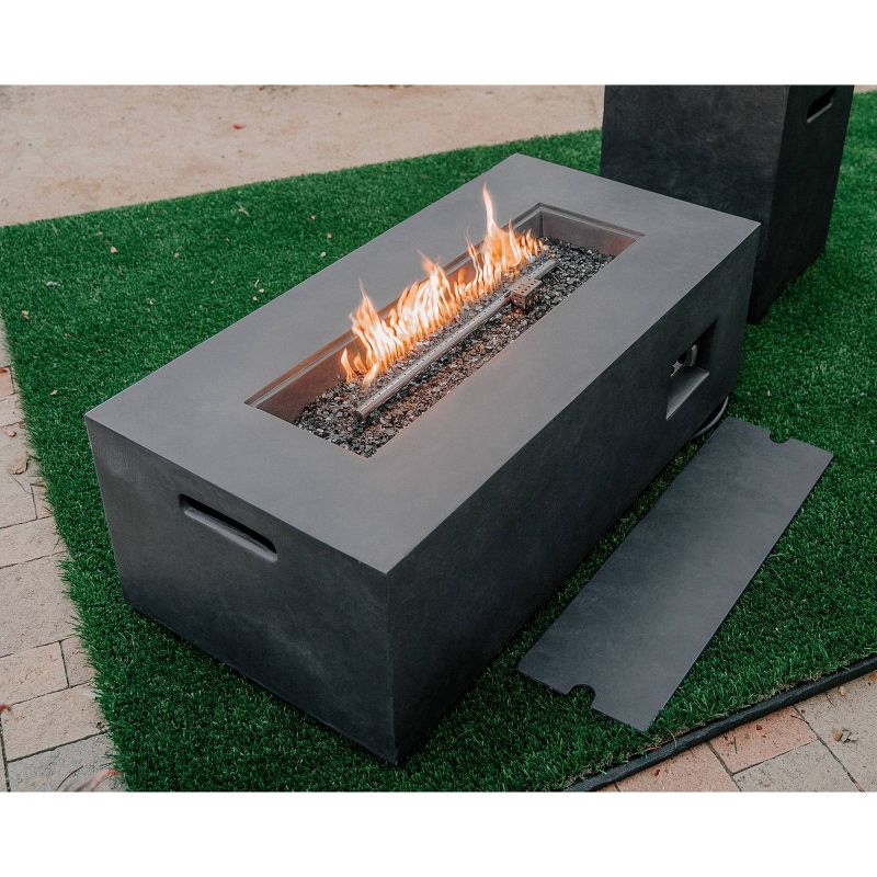 Kante 42&#34; Rectangular Concrete &#38; Metal Outdoor Propane Gas Modern Smokeless Fire Pit Table - Charcoal - Rosemead Home &#38; Garden, Inc., 6 of 10
