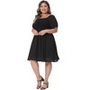 Agnes Orinda Women's Plus Size Smocked Square Neck Short Sleeve Stretchy A Line Dresses - image 3 of 4