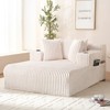 Mjkone 1PC Corduroy Sleeper Sofa Chair,51"Single Seat Chaise Lounge Chair With Pillows,Wide Armrest,Cup Holder,Storage - 2 of 4