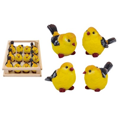 Transpac Mini Resin Goldfinch Birds In Crate S/12 Home Decorations Spring