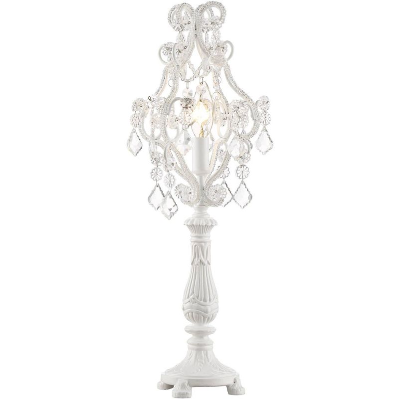 Regency Hill Traditional Accent Table Lamp 19 1/2" High Antique White Acrylic Beaded Living Room Bedroom House Bedside Nightstand, 1 of 8