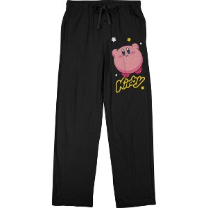 Kirby Floating Character Men's Black Sleep Pajama Pants - 1 of 2