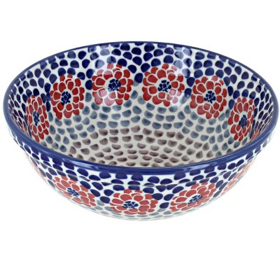 Blue Rose Polish Pottery Red Dahlia Cereal/soup Bowl : Target