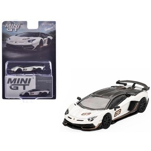 Lamborghini Aventador SVJ 63 Bianco Asopo White with Carbon Top Limited Edition 1/64 Diecast Model Car by Mini GT - 1 of 4