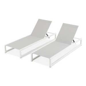 Christopher Knight Home Draven Outdoor Mesh and Aluminum Armless Adjustable Chaise Lounge (Set of 2) - 1 of 4