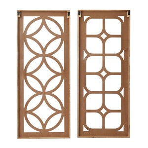 Set of 2 Wood Geometric Carved Wall Decors Dark Brown - Olivia & May: Traditional Style, Vertical Orientation - 1 of 4