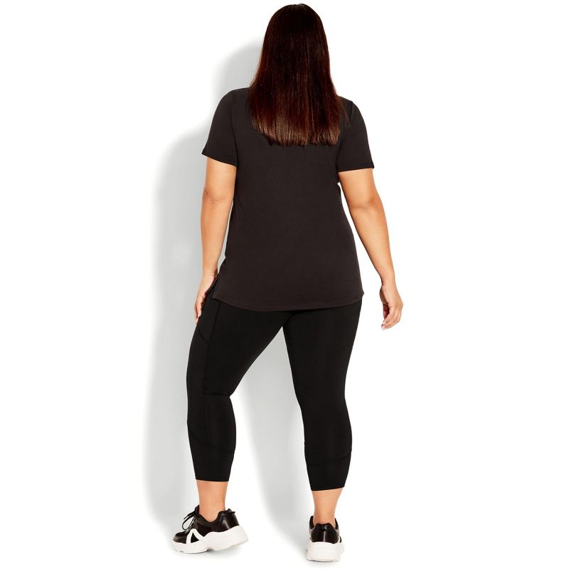 Women's Plus Size Pocket Capri Plain Legging - black | AVENUE, 2 of 8